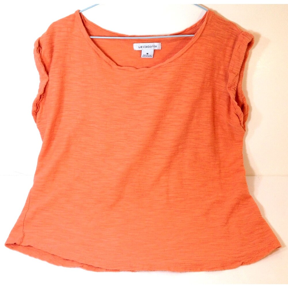 Vintage Liz Claiborne Women's Size Medium Salmon / Peach Top Cap Sleeve
